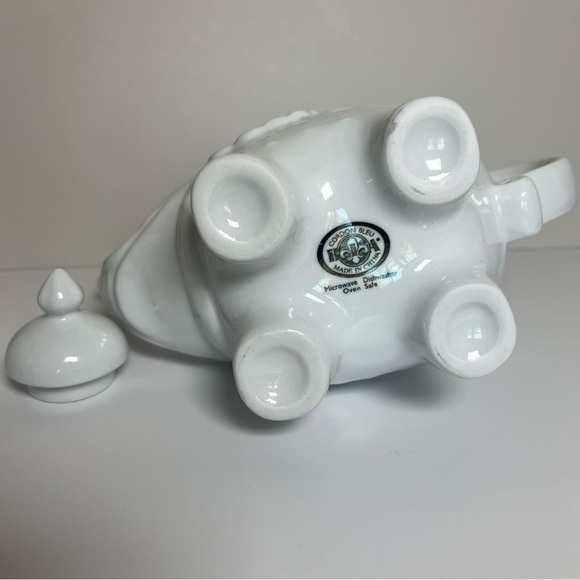 Cordon Bleu White Elephant Ceramic Teapot Microwave Dishwasher Oven Safe EUC - Picture 5 of 8